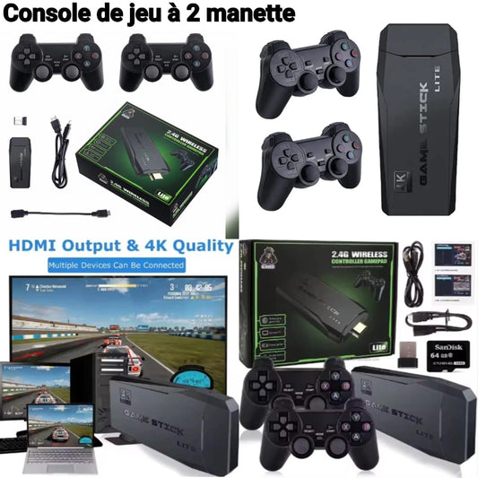 Game Stick Lite 4K – 2 Manettes Sans Fil – Carte SanDisk 64GB – LUNIBOX