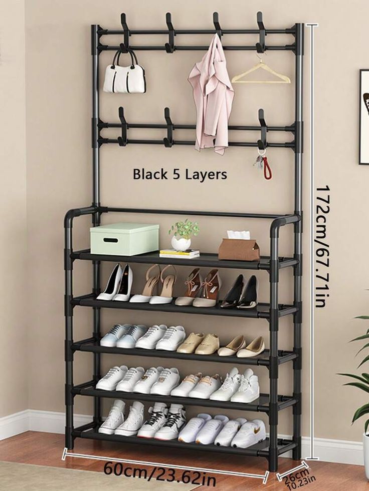 Étagère de chaussures multifonctions avec crochet